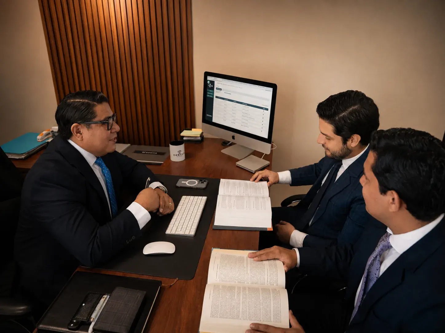 Profesionales de Certus Abogados analizando documentos en conjunto